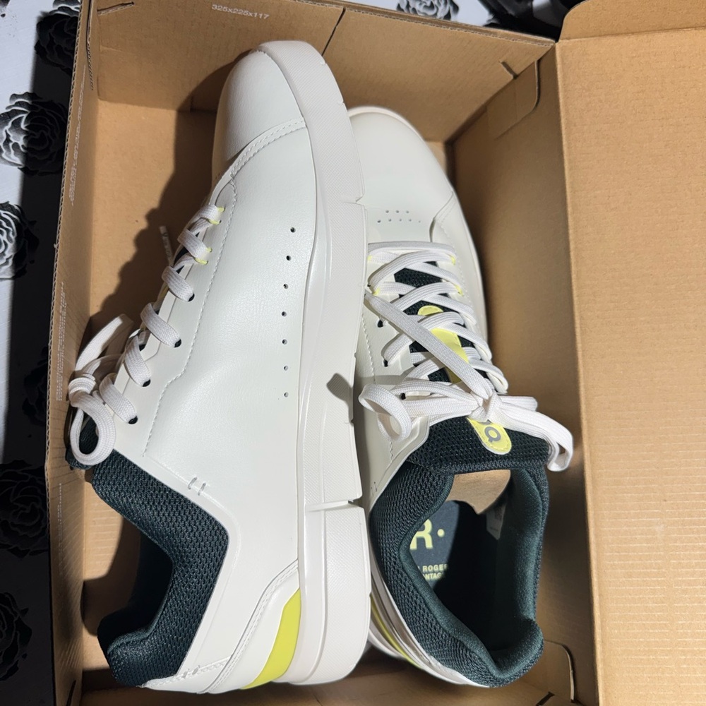 On Running Men's White and Lime Sneakers